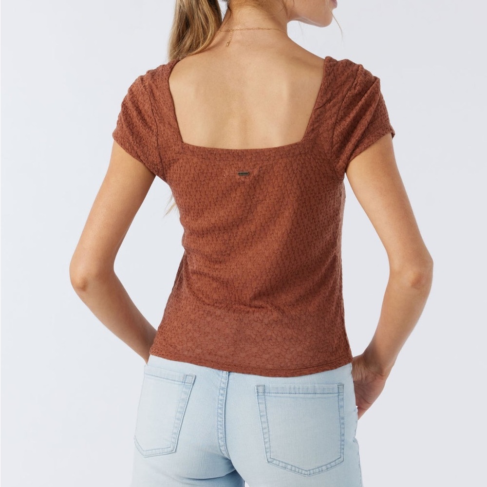 O'Neill Rust Textured Square-Neck Button Crop Top… - image 4